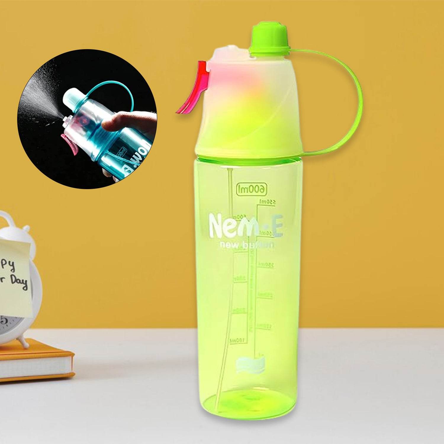 Plastic 2 In 1 Mist Spray Water Bottle (Multicolour 600 Ml 1 Pc) - 9XShoppy