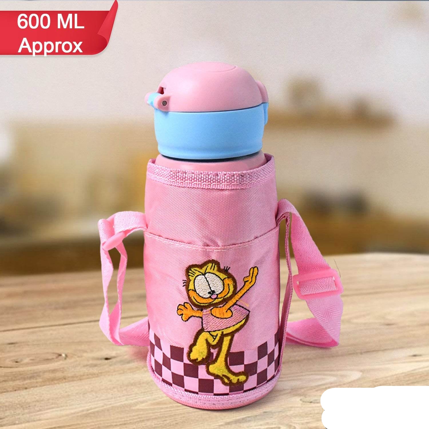 Thermos Steel Double Wall Vacuum Bottle With Cover Strap 600ml Approx - 9XShoppy