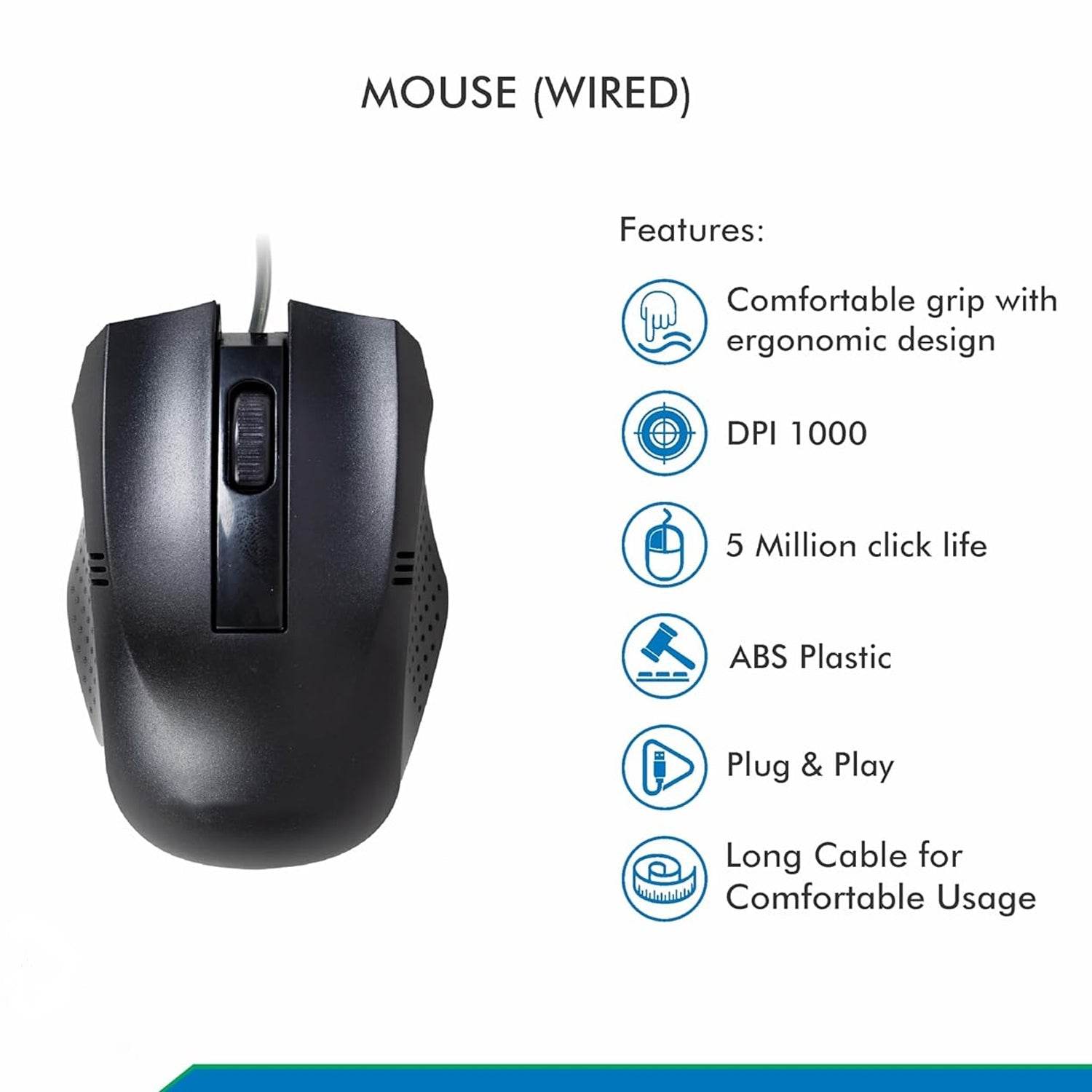 Computer Laptop Wired Optical Mouse (1 Pc) - 9XShoppy