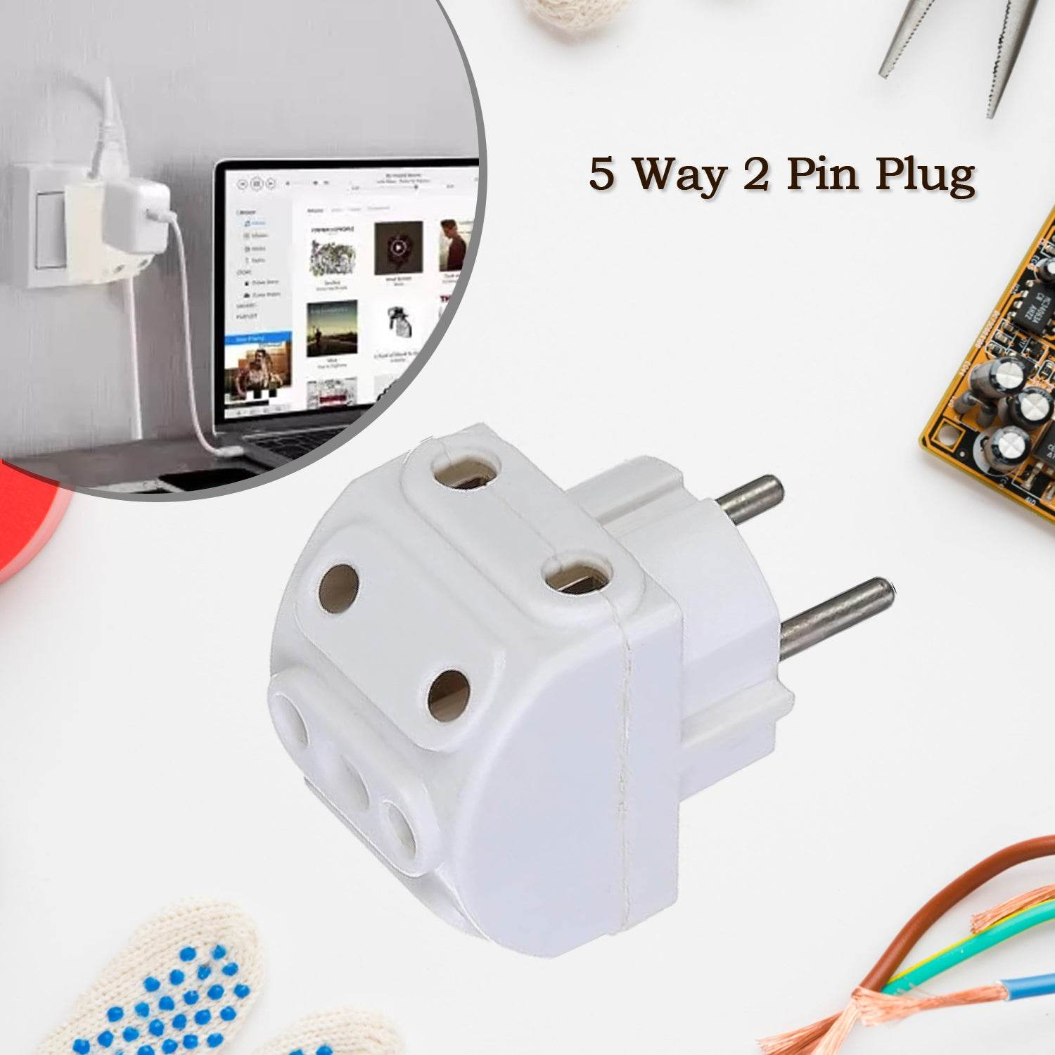 5-way 2 Pin Multi-plug Socket Converter (1 Pc) - 9XShoppy
