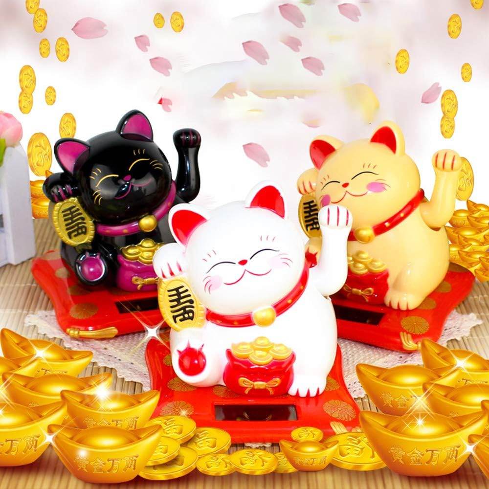 Solar Powered Happy Cat Beautiful With Arm Waves Wealth Cat (1 Pc Mix Color) - 9XShoppy