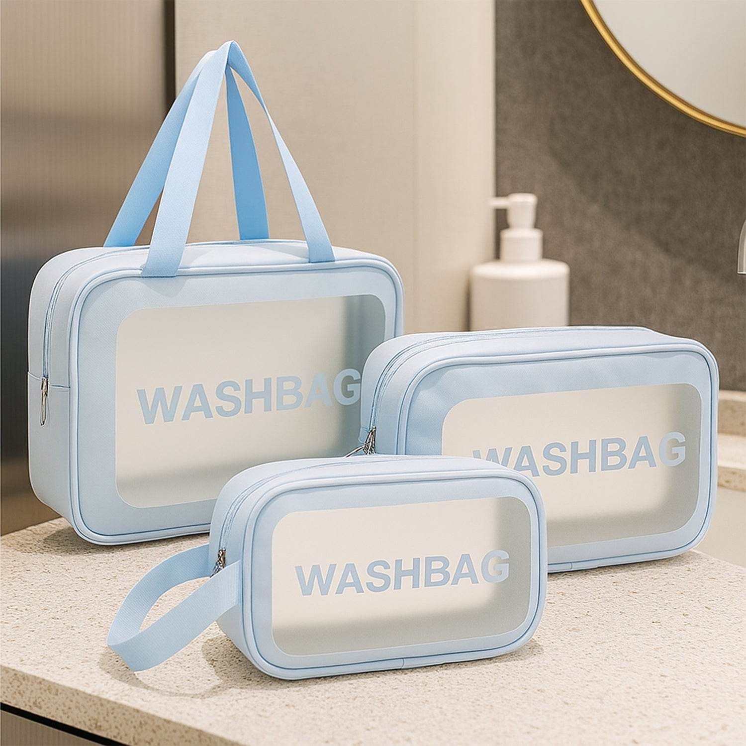 3-in-1 Waterproof Transparent Travel Toiletry Bag Set - 9XShoppy