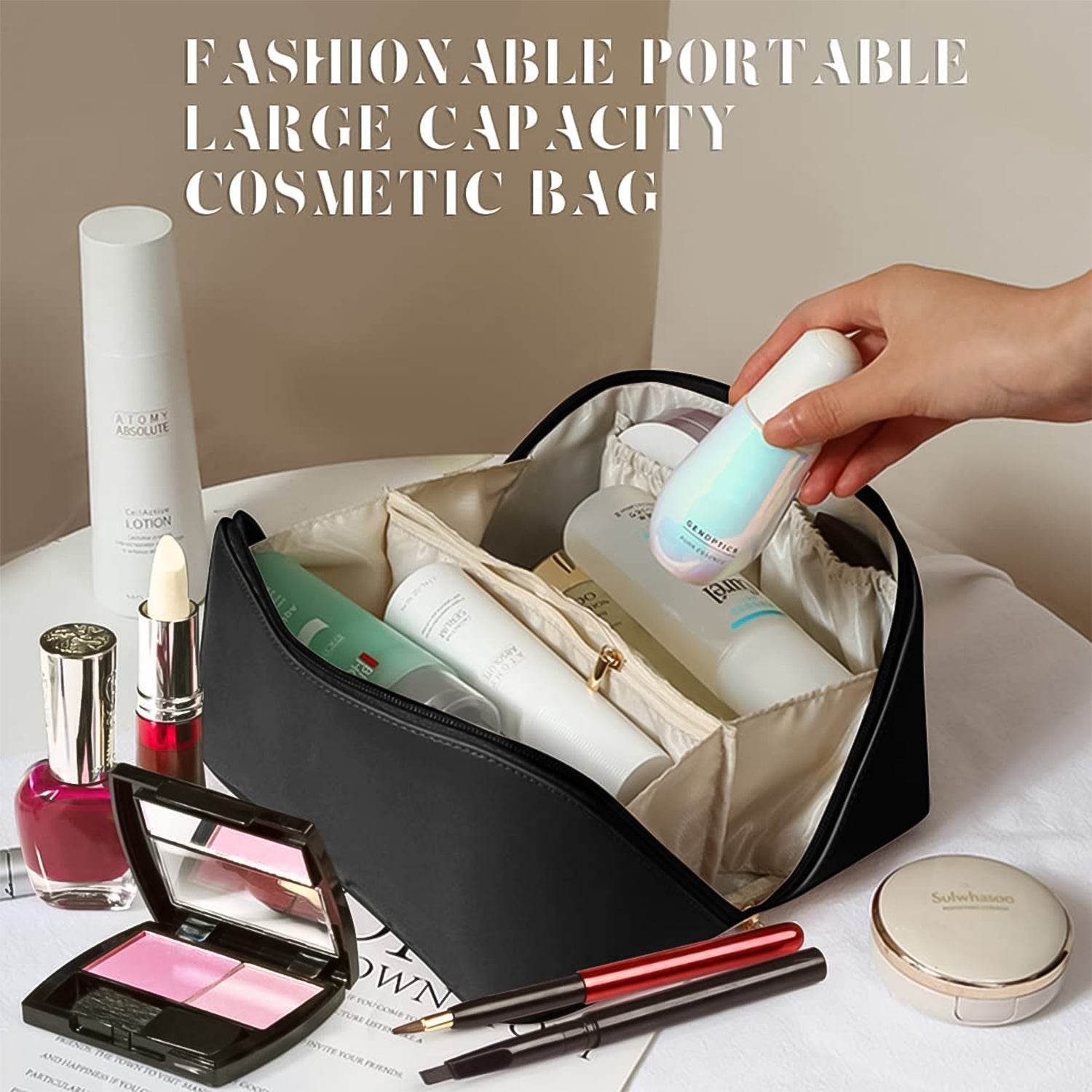 Premium Travel Makeup Toiletry Organizer Pouch With Zipper Handle(1 Pc) - 9XShoppy