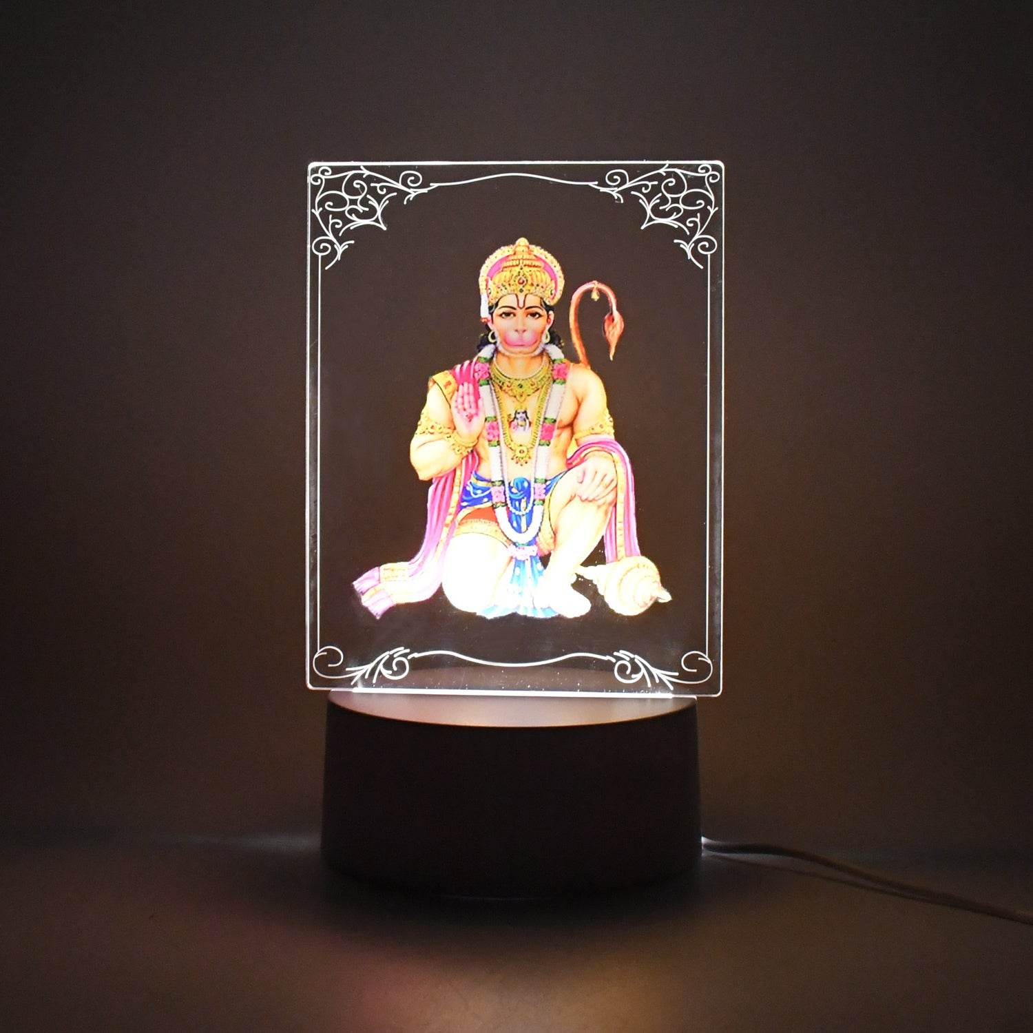 Beautiful 3d Lord Hanuman Frame With Soft White Light (1 Pc) - 9XShoppy