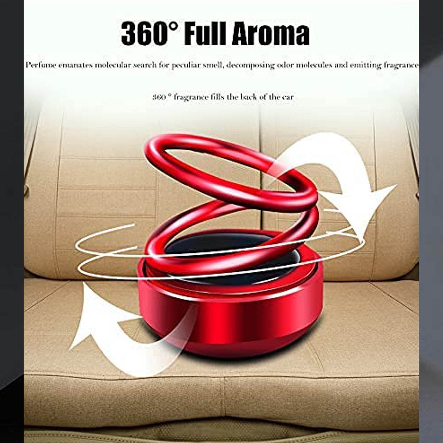 6319 Solar Power Car Aroma Diffuser 360double Ring Rotating Design Car Fragrance Diffuser Car Perfume Air Freshener For Dashboard Home Office - 9XShoppy
