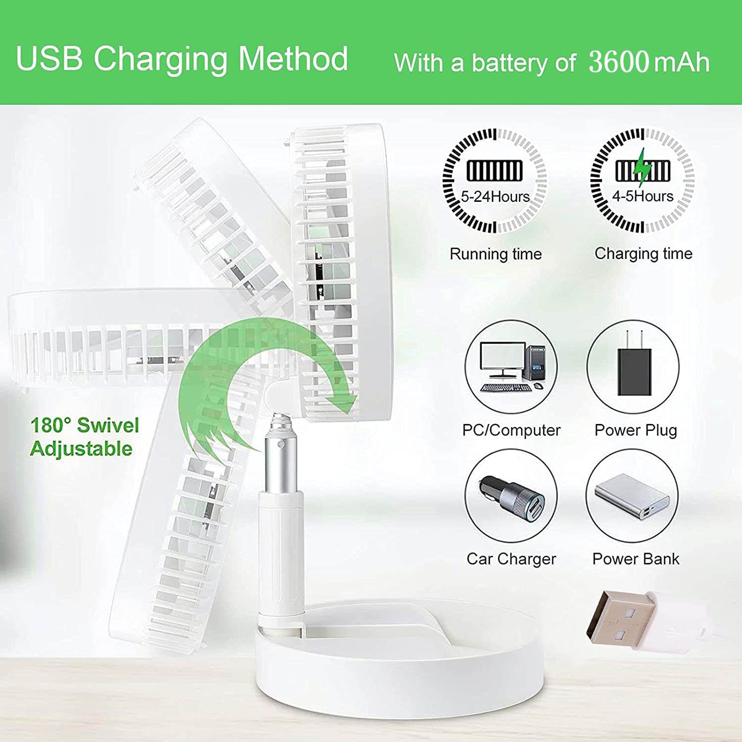 7206 Telescopic Electric Desktop Fan Height Adjustable Foldable Portable For Travelcarry Silent Table Top Personal Fan For Bedside Office Table (Battery Not Include) - 9XShoppy