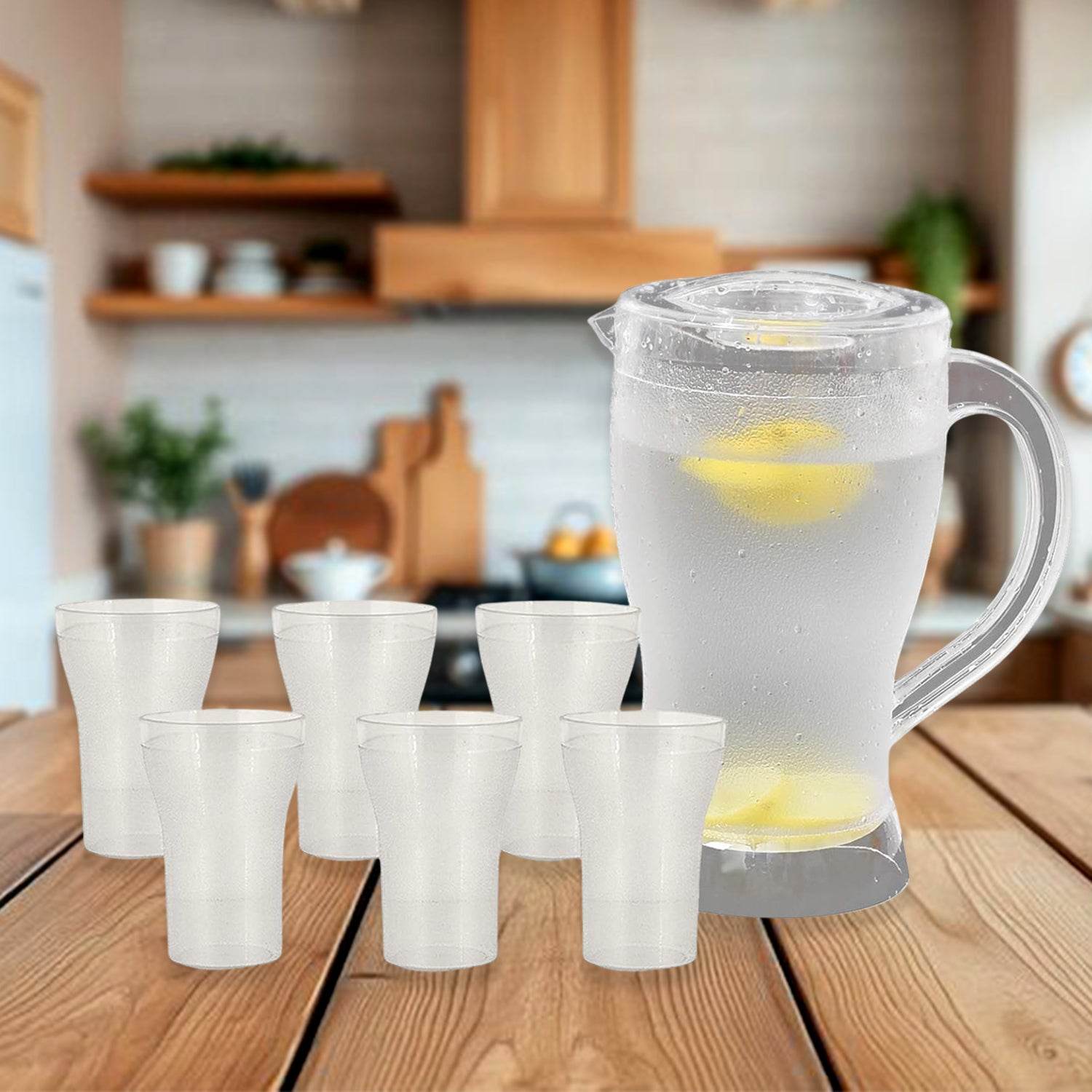 Apex Unbreakable Lemon Jug Set With 6 Glasses 1200ml Jug + 300ml Glasses Approx - 9XShoppy