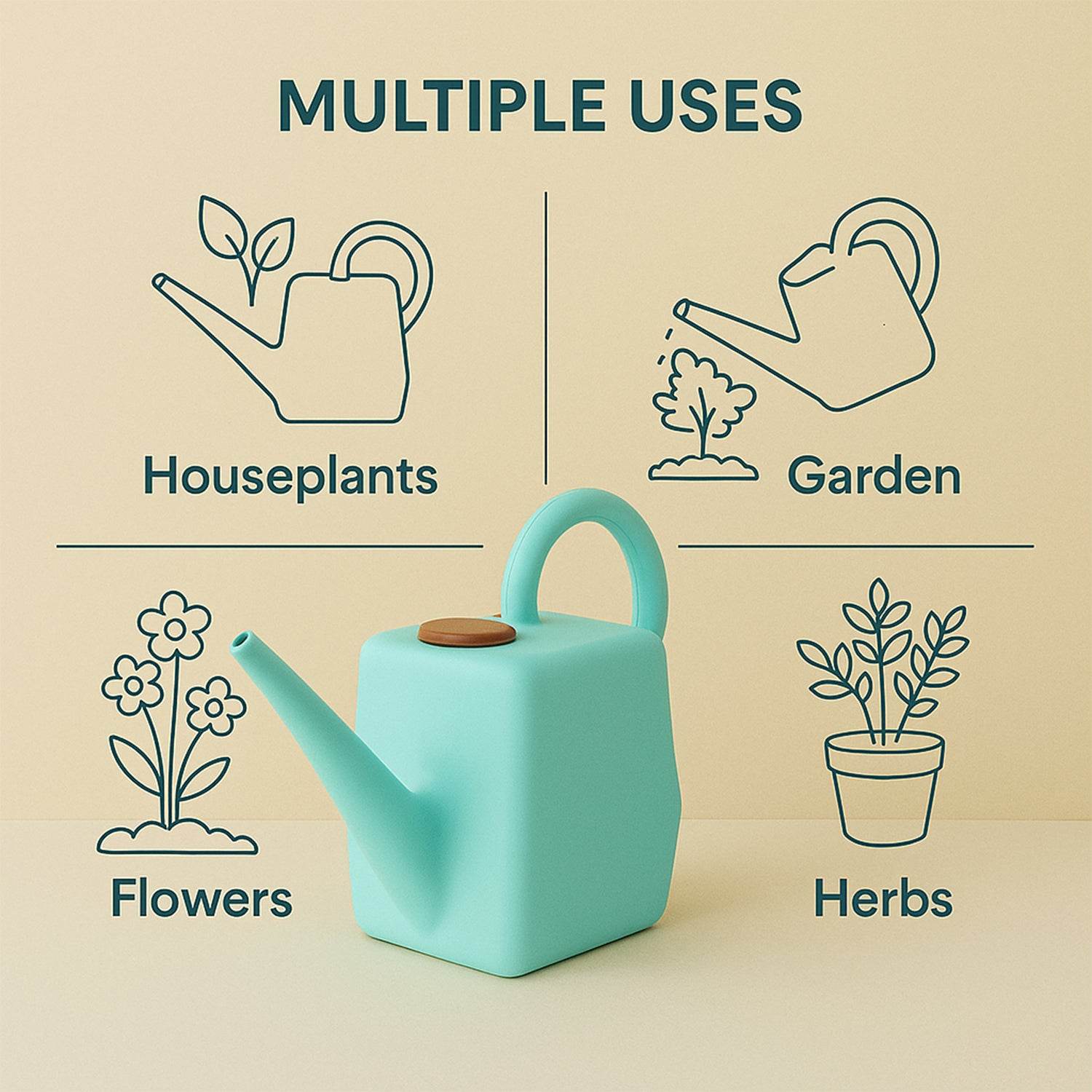 2 Litter Heavy-duty Plastic Gardening Watering Can With Long Spout Ergonomic Handle - 9XShoppy