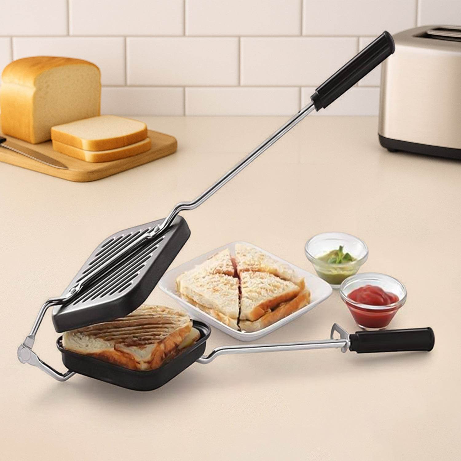 Apex Heavy Gauge Aluminium Grill Sandwich Toaster - 9XShoppy