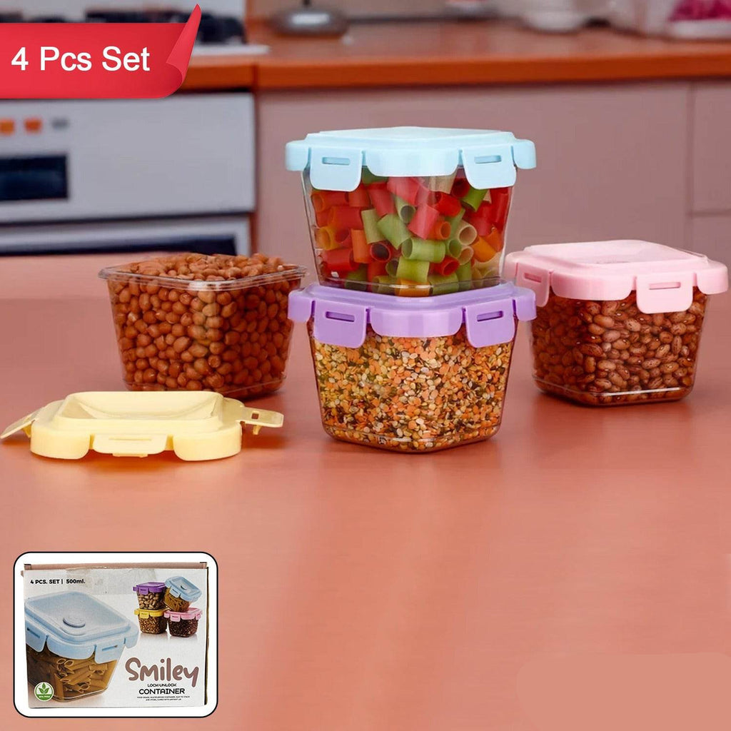 Plastic Food Storage Containers With Lid (4 Pcs Set 500 Ml) - 9XShoppy