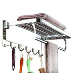 Stainless Steel Folding Towel Rack Cum Towel Bar - 9XShoppy