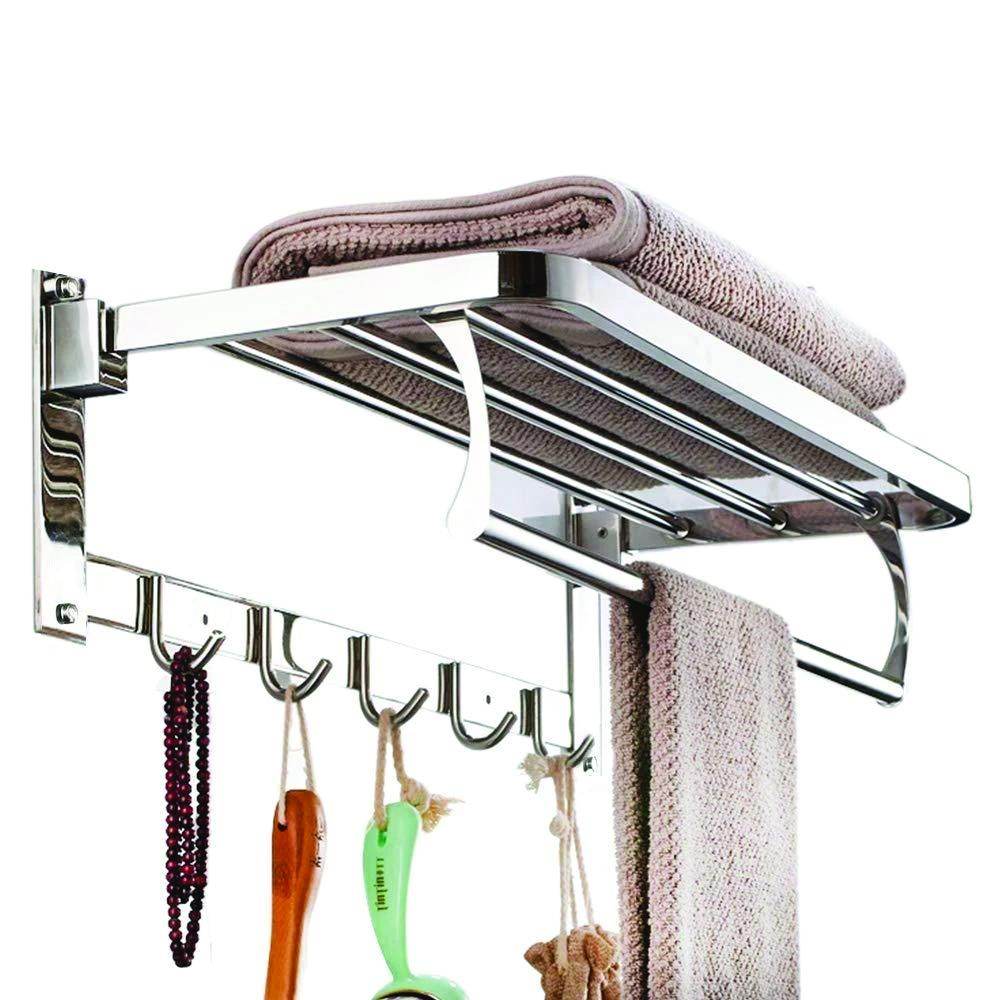 Stainless Steel Folding Towel Rack Cum Towel Bar - 9XShoppy