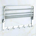 Stainless Steel Folding Towel Rack Cum Towel Bar - 9XShoppy