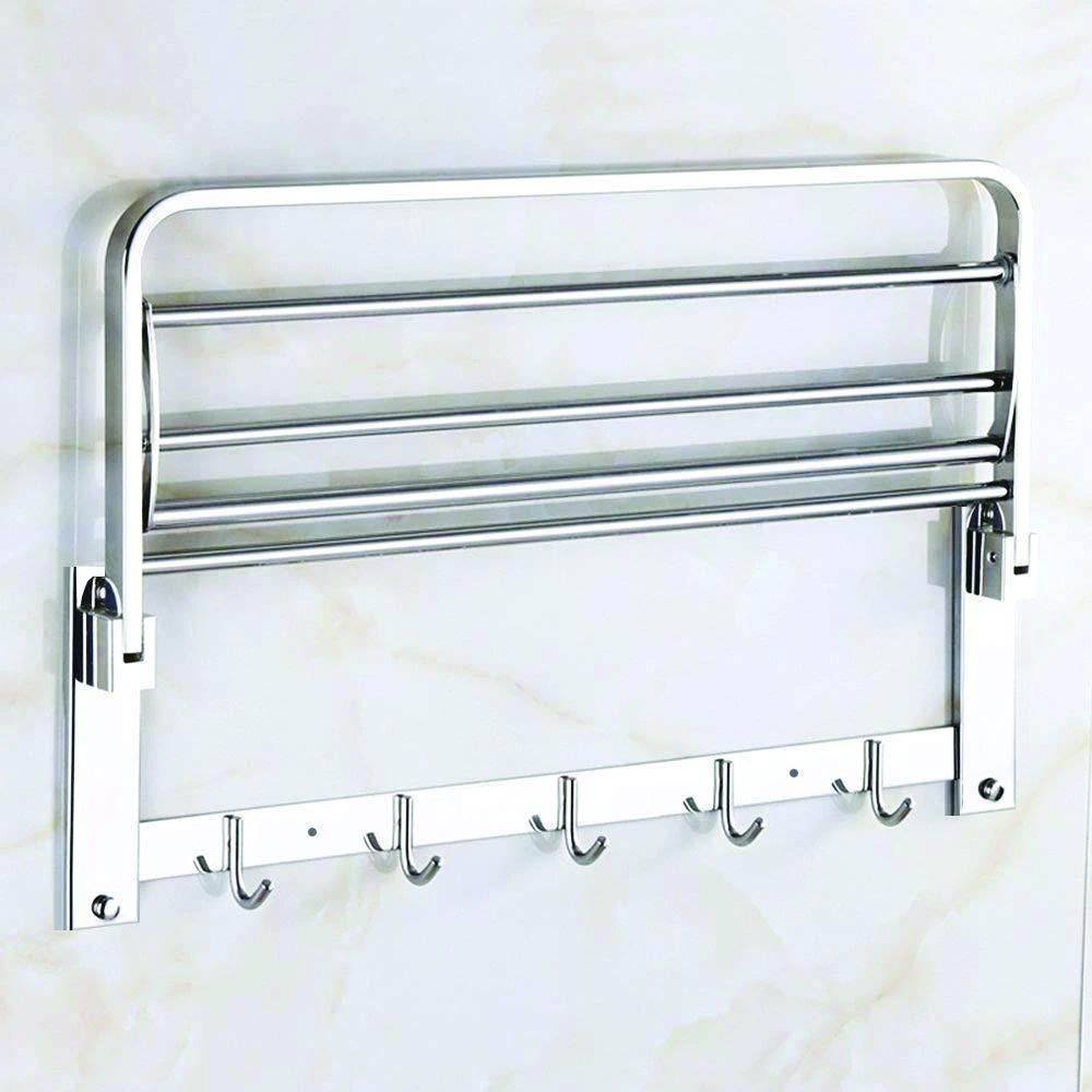 Stainless Steel Folding Towel Rack Cum Towel Bar - 9XShoppy