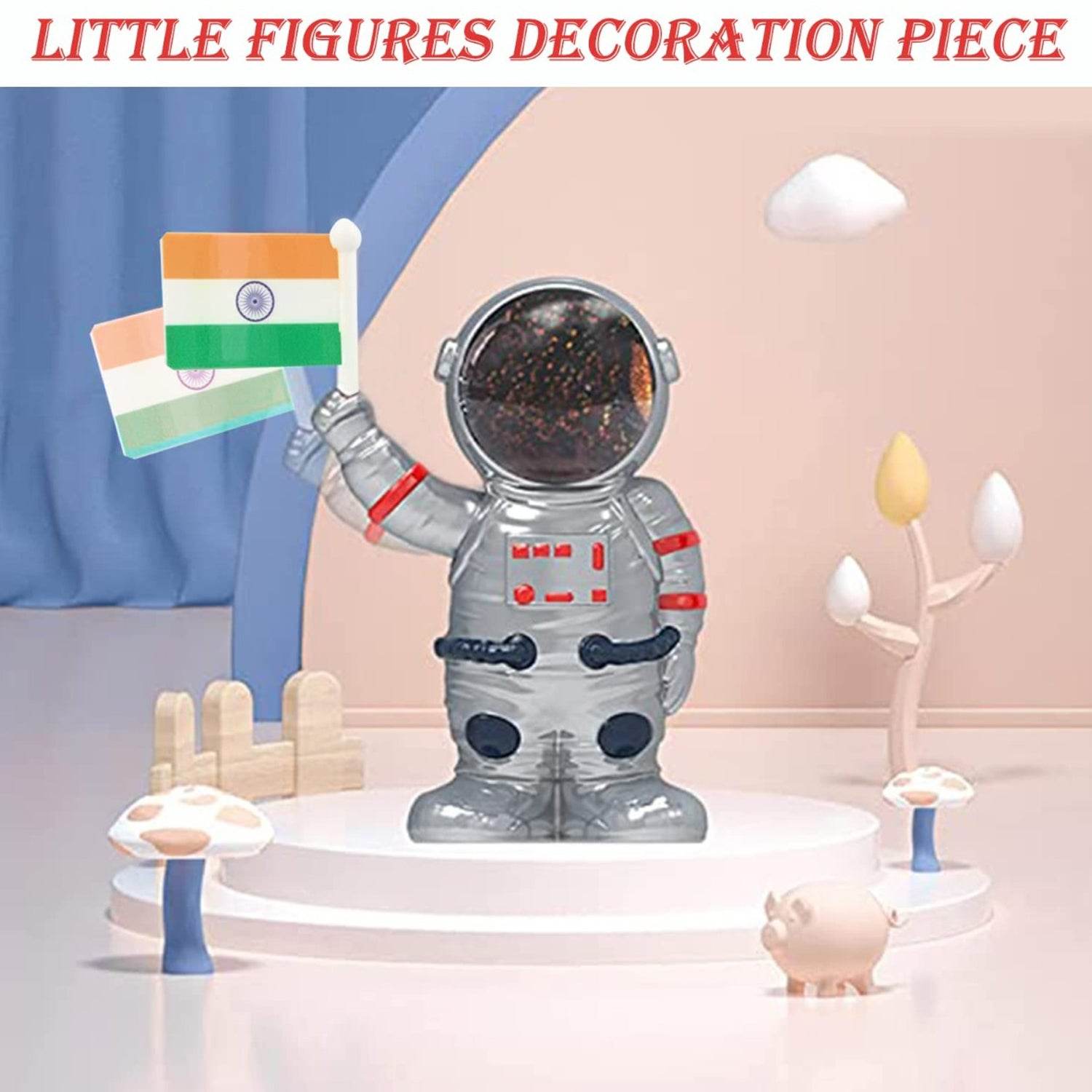Solar Power Astronaut Ornament Moving Hand With Indian Flag (1 Pc) - 9XShoppy