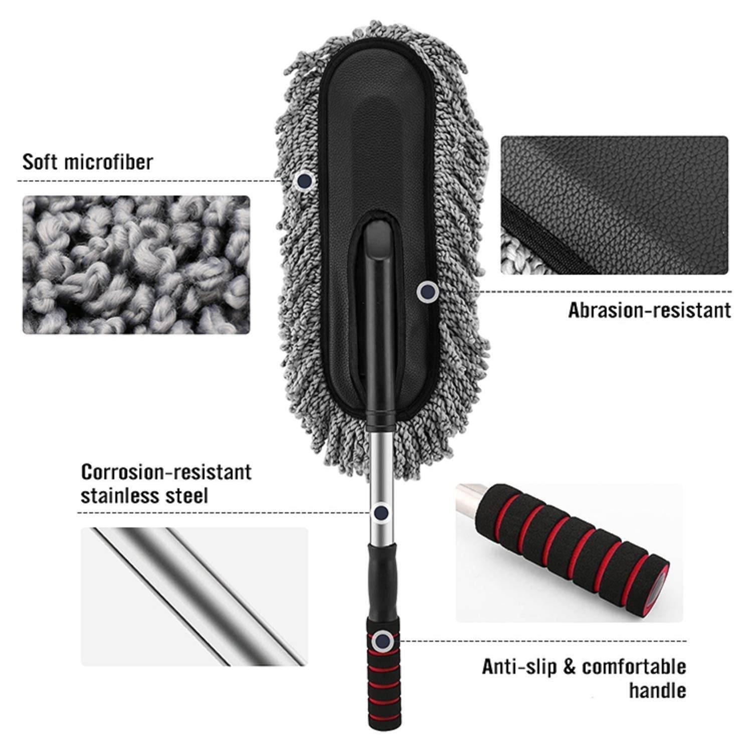Car Duster with Long Retractable Handle – Microfiber Wash Brush for Vehicle & Home - 9XShoppy