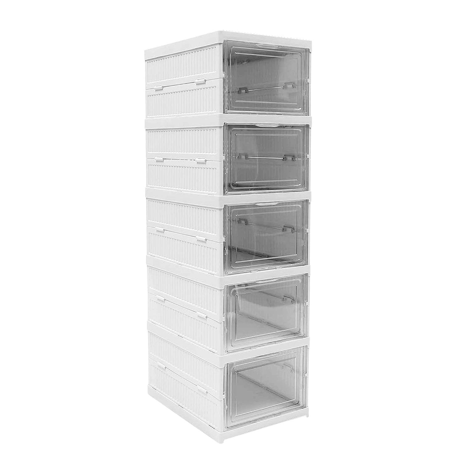 Stackable Multifunctional Storage For Clothes Foldable Drawer Shelf Basket Utility Cart Rack Storage Organizer Cart For Kitchen Pantry Closet Bedroom Bathroom Laundry (5 Layer 1 Pc) - 9XShoppy