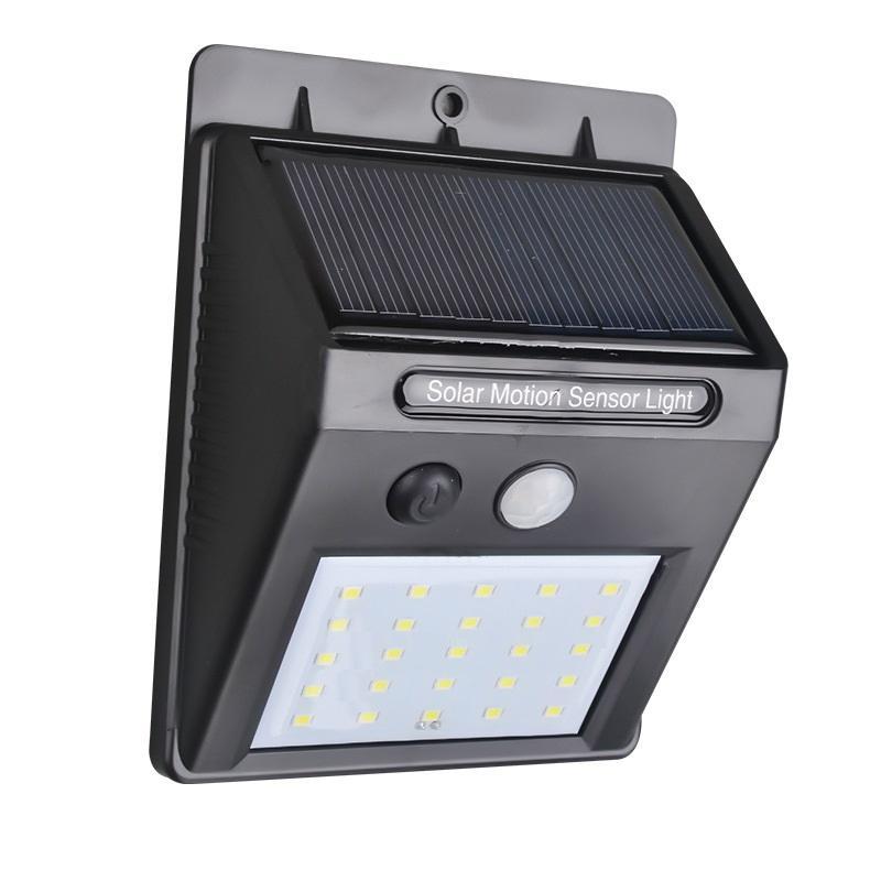 Solar Security Led Night Light For Home Outdoor-garden Wall (Black) (20-led Lights)