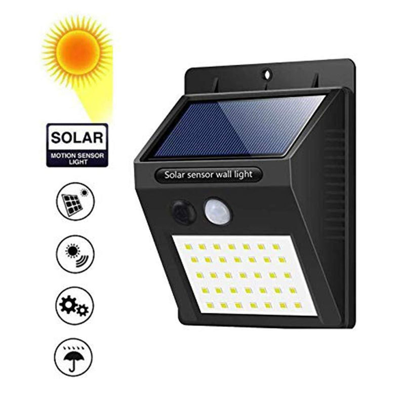 Solar Security Led Night Light For Home Outdoor-garden Wall (Black) (20-led Lights)