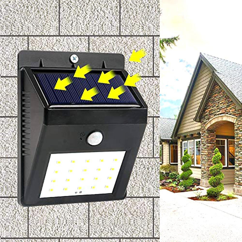 Solar Security Led Night Light For Home Outdoor-garden Wall (Black) (20-led Lights)