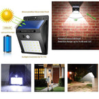Solar Security Led Night Light For Home Outdoor-garden Wall (Black) (20-led Lights) - 9XShoppy