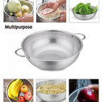 5754 Stainless Steel Colander With Handle Large Metal Mesh Basket Strainer For Pasta Spaghetti Berry Veggies Fruits Kitchen Food Colander Dishwasher Safe (1 Pc 25.5 Cm) - 9XShoppy