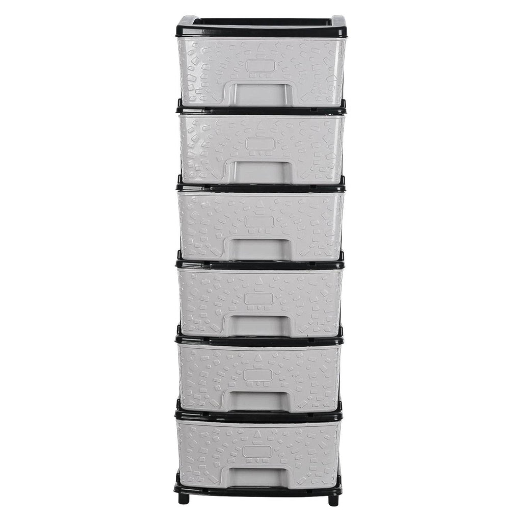 6-layer Heavy-duty Plastic Drawer Organizer Cabinet With Stone Texture Drawers - 9XShoppy