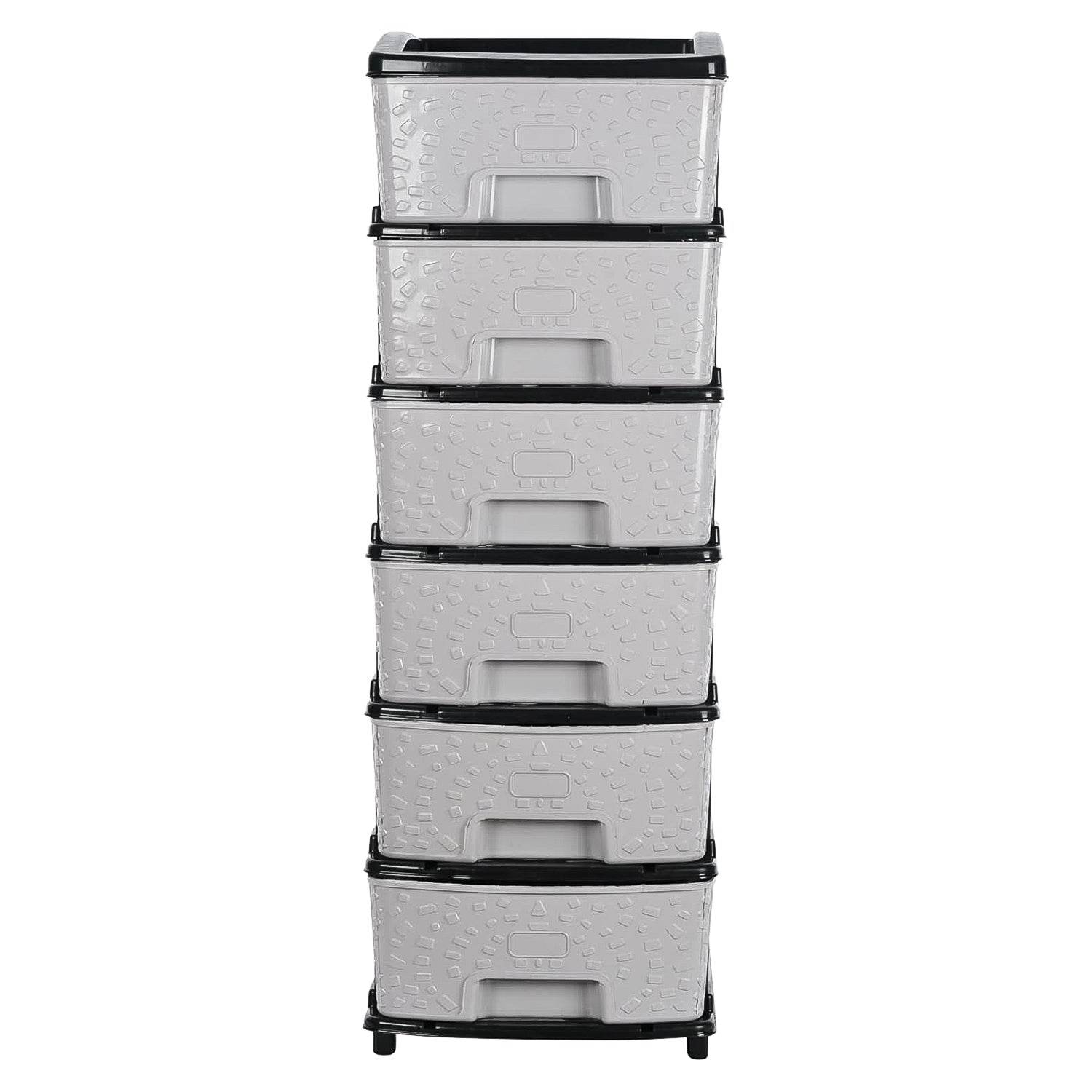 6-layer Heavy-duty Plastic Drawer Organizer Cabinet With Stone Texture Drawers - 9XShoppy
