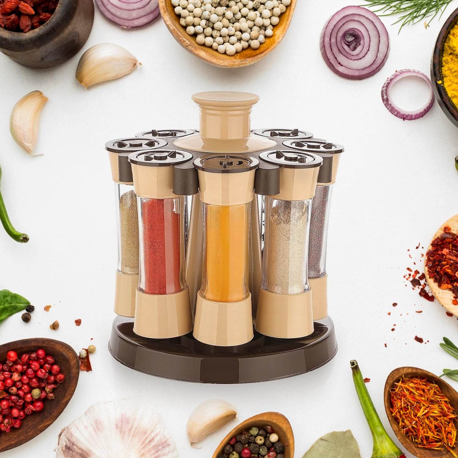 360 Revolving Spice Rack For Kitchen And Dining Table 8 Spice Jars - 9XShoppy