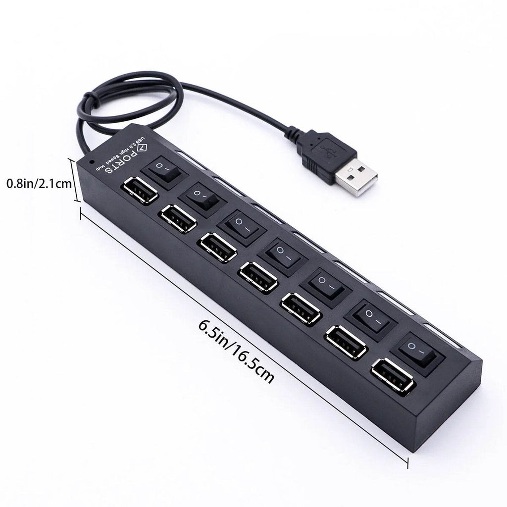 6994 Usb Splitter Multi Port Usb 2.0 Hub 7 Port With Independent Onoff Switch And Led Indicators Usb A Port Data Hub Suitable For Pc Computer Keyboard Laptop Mobile Hdd Flash Drive Camera Etc - 9XShoppy