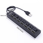 6994 Usb Splitter Multi Port Usb 2.0 Hub 7 Port With Independent Onoff Switch And Led Indicators Usb A Port Data Hub Suitable For Pc Computer Keyboard Laptop Mobile Hdd Flash Drive Camera Etc - 9XShoppy