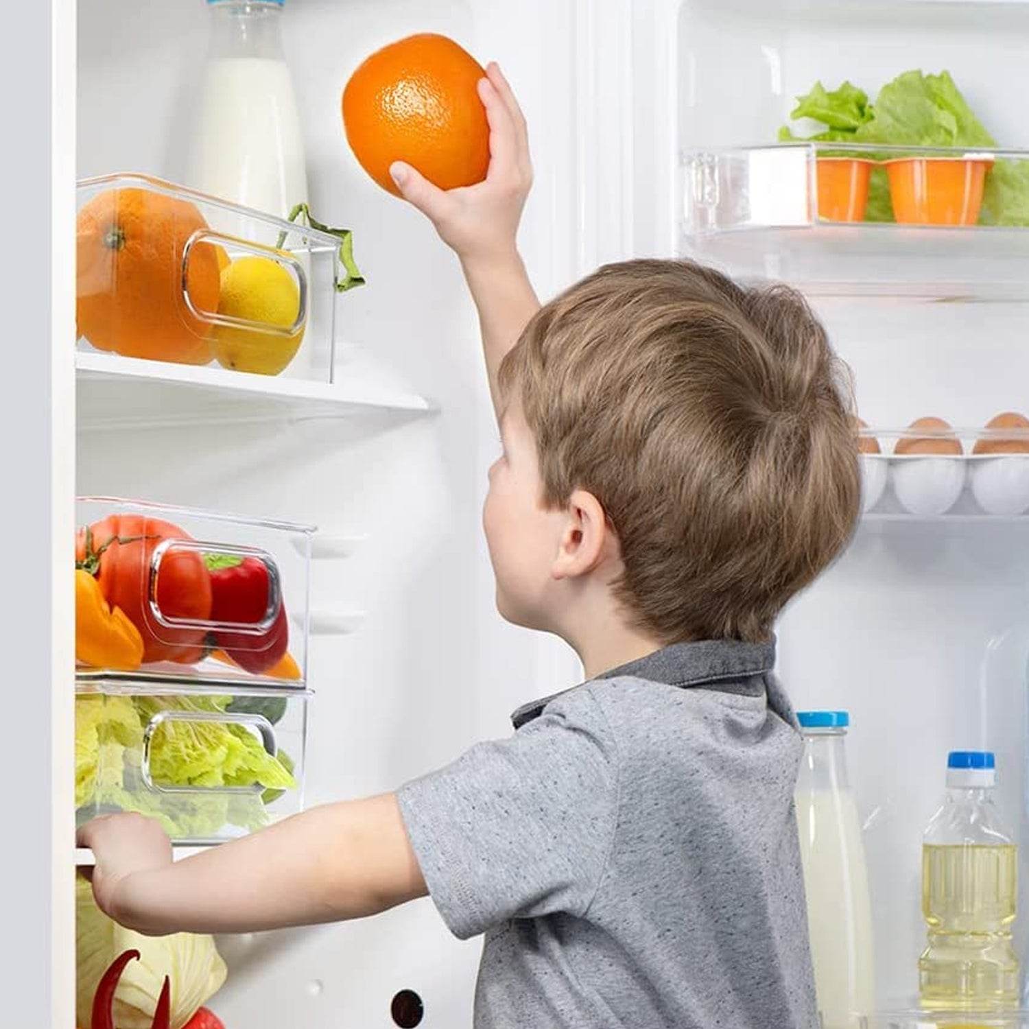 Organizer Bins Set Of 2 Stackable Fridge Organizers - 9XShoppy