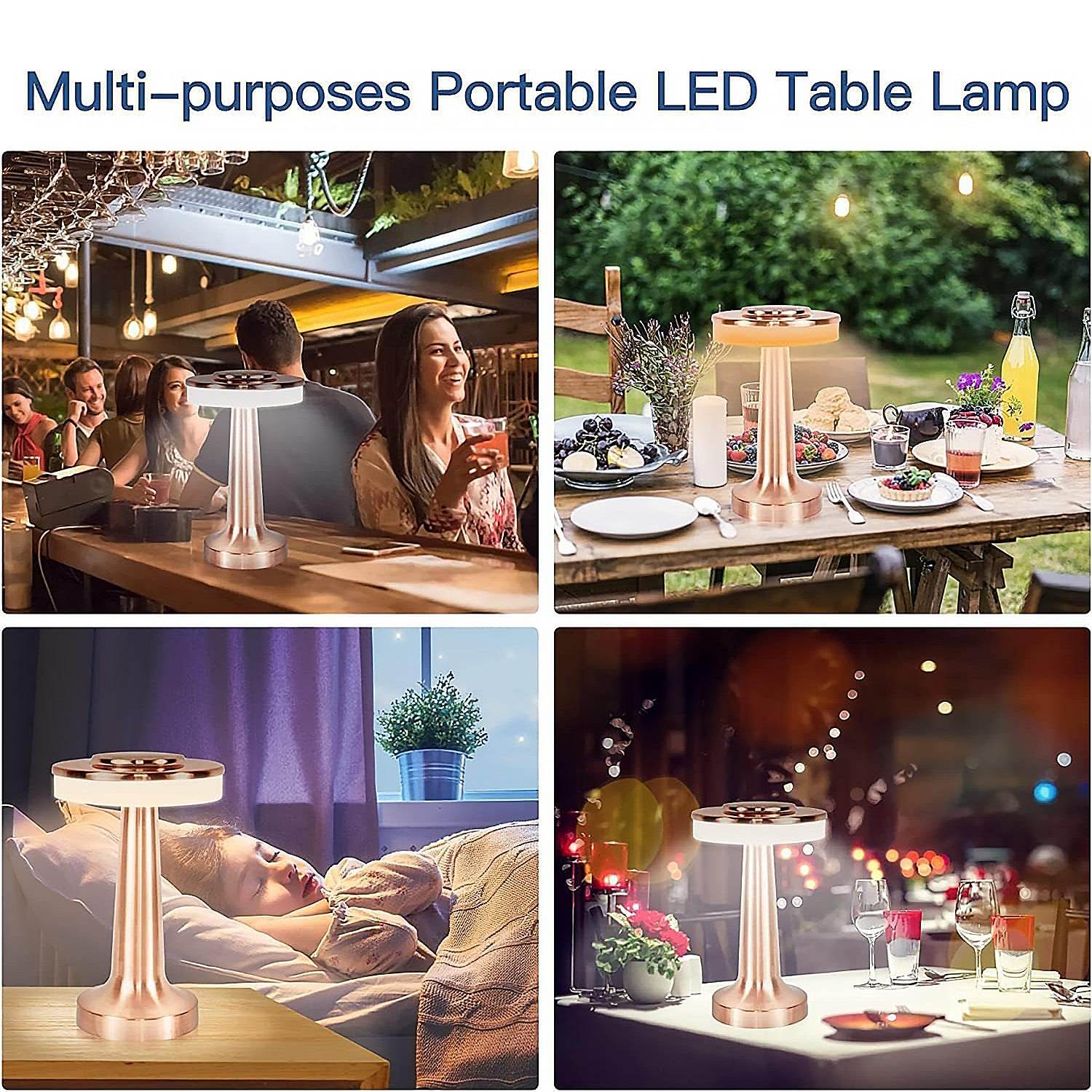 Led Lamp With Touch Control Decorative Desk Lamp Portable Metal Led Table Lamp Usb Rechargeable 3 Color 3 Levels Brightness Dimmable Eye Protection Modern Lamp For Home Decor Party Kids Room Bedroom (1 Pc) - 9XShoppy