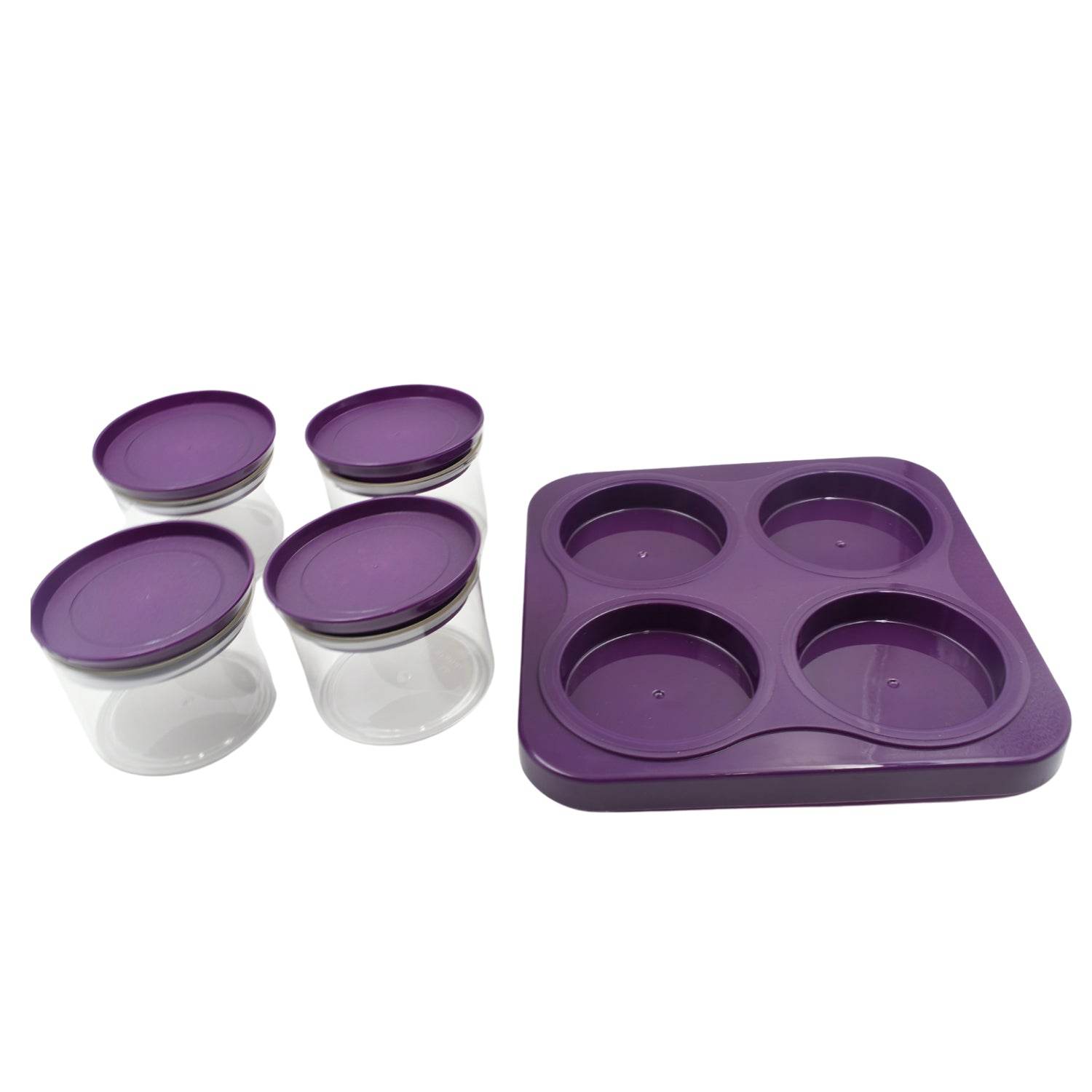 5550 Airtight Plastic 4 Pc Storage Container Set With Tray Dry Fruit Plastic Storage Container Tray Set With Lid Serving Tray For Kitchen - 9XShoppy