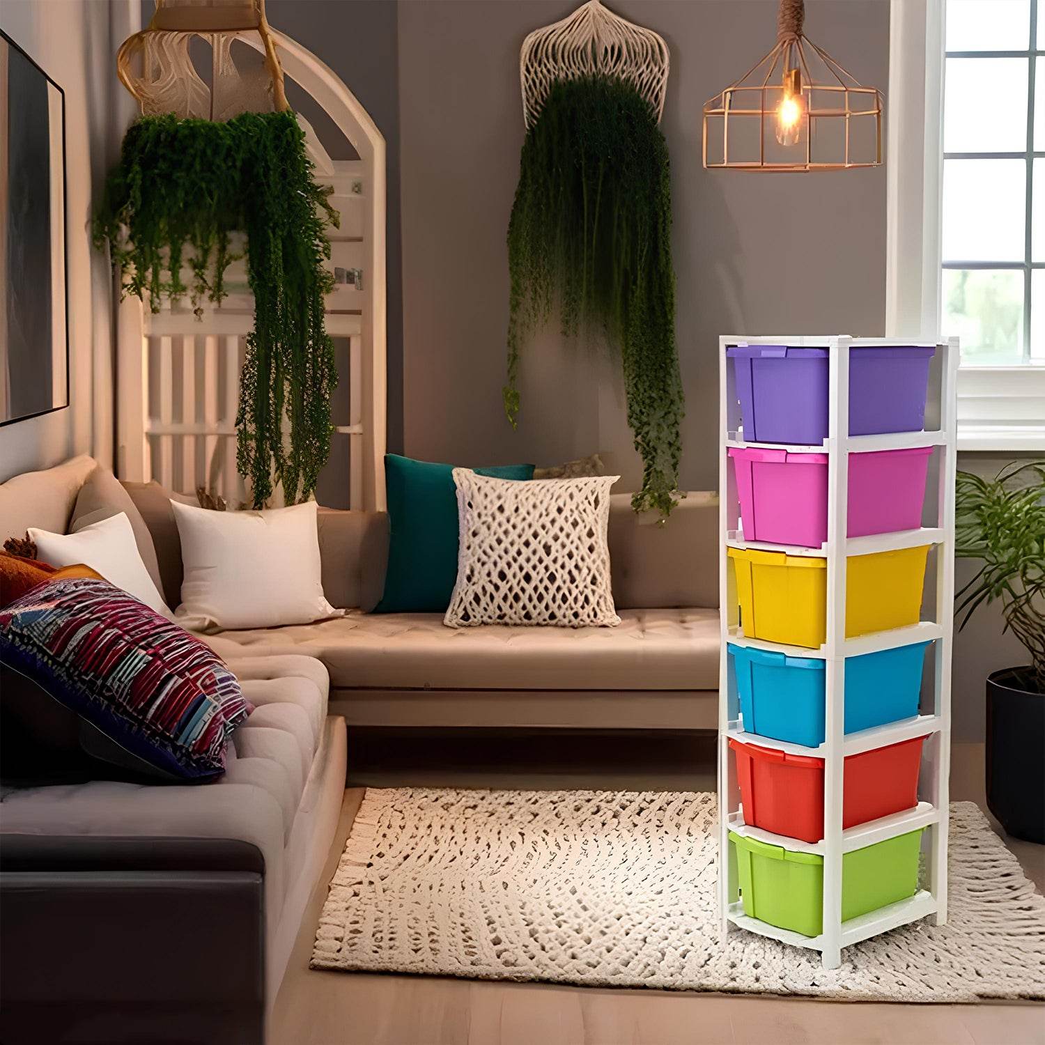 6-layer Multi-colored Plastic Storage Drawer Cabinet - 9XShoppy