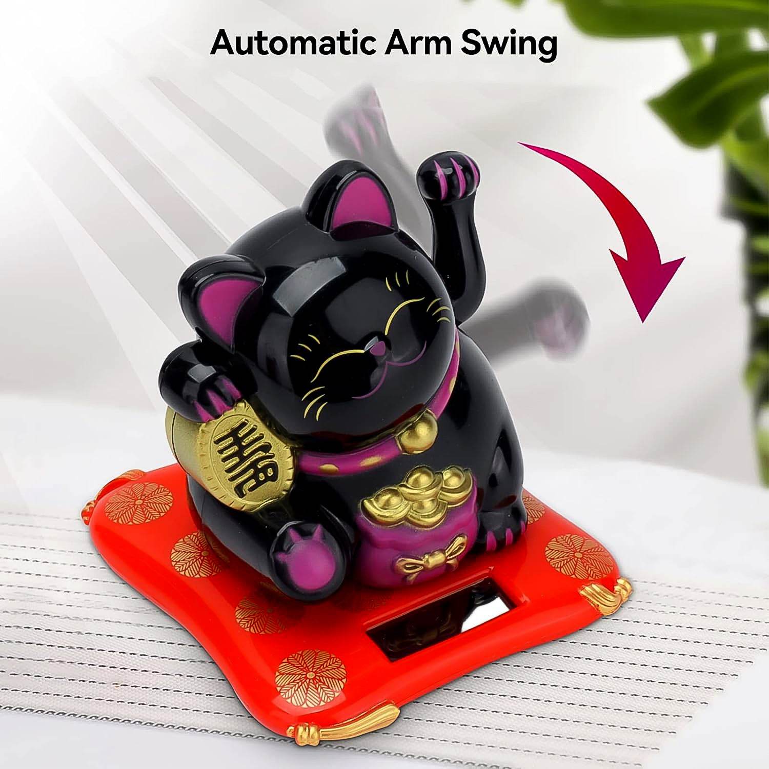 Solar Powered Happy Cat Beautiful With Arm Waves Wealth Cat (1 Pc Mix Color) - 9XShoppy