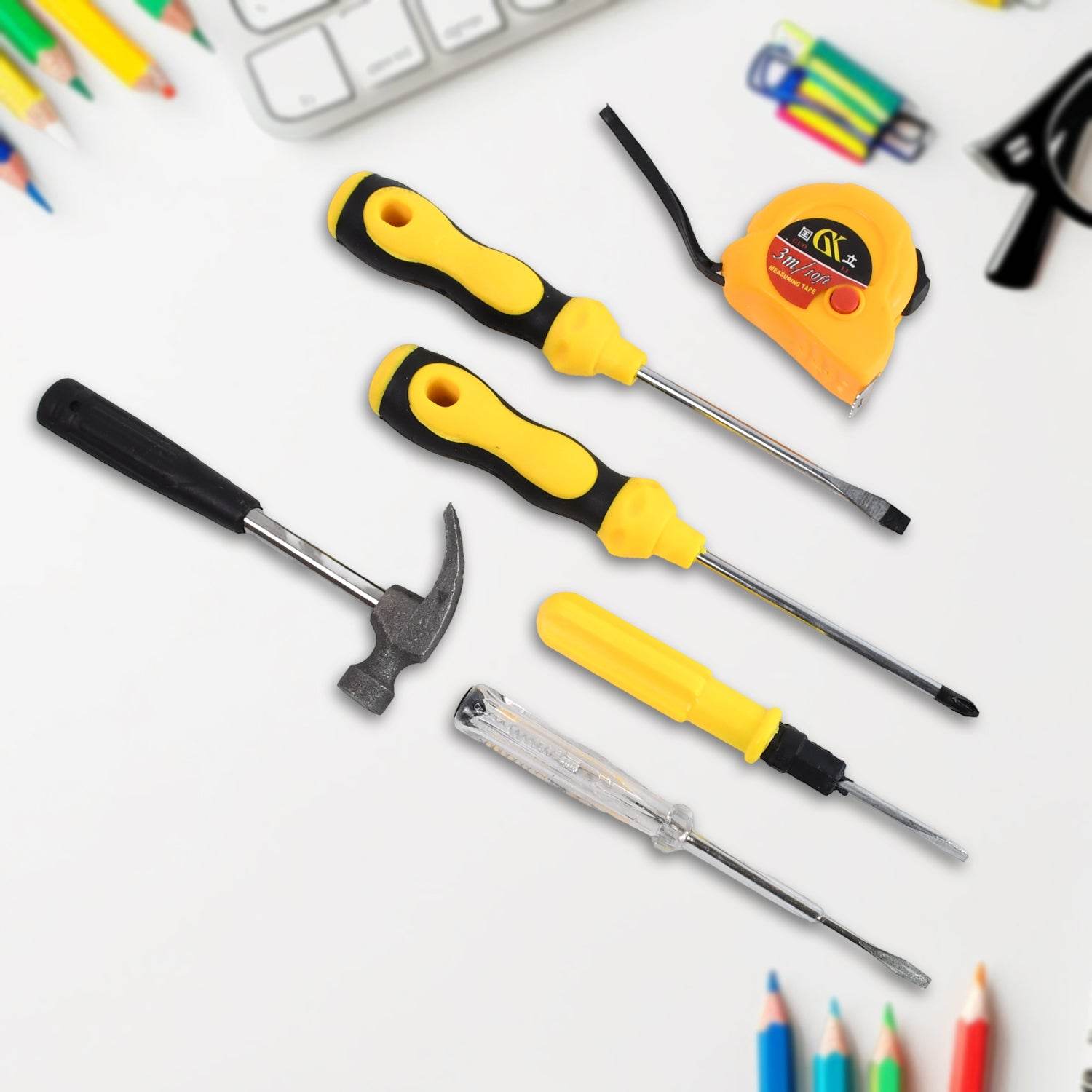 6 In 1 Hand Tool Kit Repair Home Screwdrivers Tool Kit With Tools Including Daily - 9XShoppy