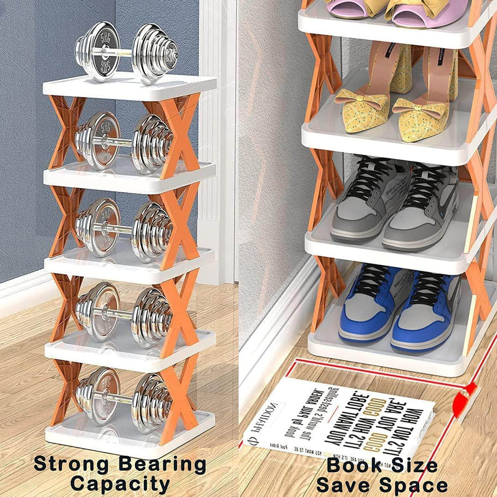 6 Layer Shoe Rack Design Lightweight Adjustable Plastic Foldable Shoe Cabinet Storage Portable Folding Space Saving Shoe Organizer Home And Office - 9XShoppy