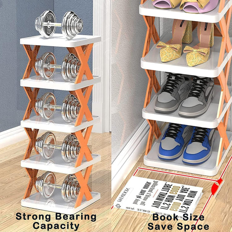 6 Layer Shoe Rack Design Lightweight Adjustable Plastic Foldable Shoe Cabinet Storage Portable Folding Space Saving Shoe Organizer Home And Office