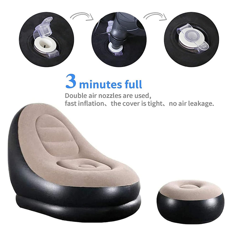 Inflatable Sofa Lounge Chair Ottoman Blow Up Chaise Lounge Air Sofa