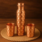 Copper Water Bottle 2 Glasses With Gift Box (3 Pcs Set) - 9XShoppy