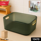 Premium Ribbed Transparent Storage Basket With Gold Handle Multipurpose Kitchen Amp Home Organizer Box - 9XShoppy