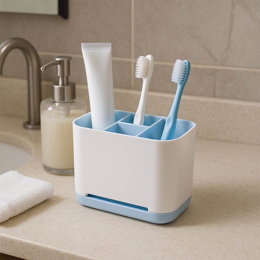 6 Compartment Multi Purpose Organizer Toothbrush Holder Stand Plastic Caddy (1 Pc) - 9XShoppy