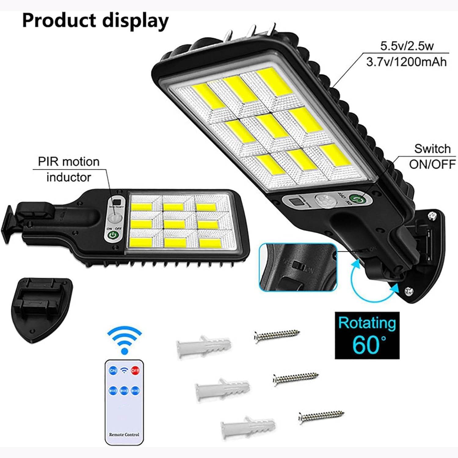 High-power Solar Led Street Light With Motion Sensor Remote Control - 9XShoppy