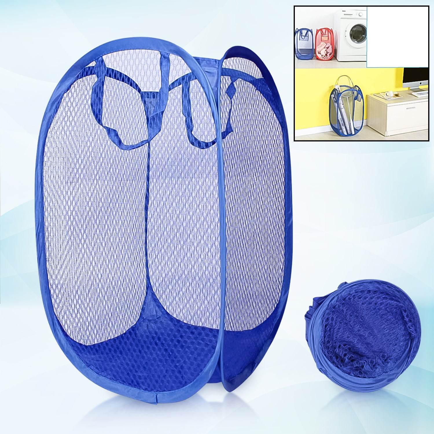 Foldable Collapsible Mesh Laundry Bag Pack Of 1 (Mix Color) - 9XShoppy