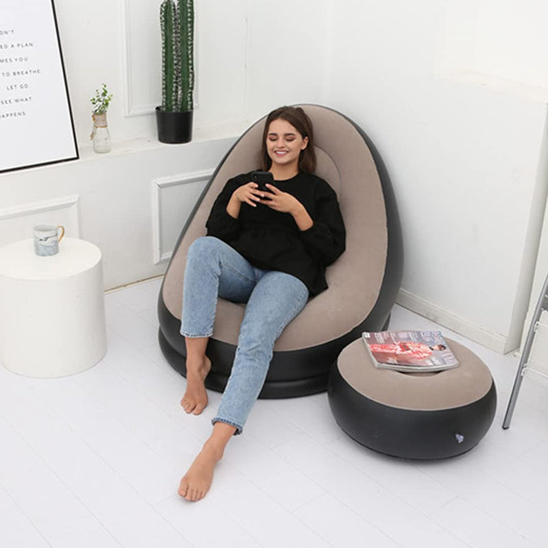 Inflatable Sofa Lounge Chair Ottoman Blow Up Chaise Lounge Air Sofa