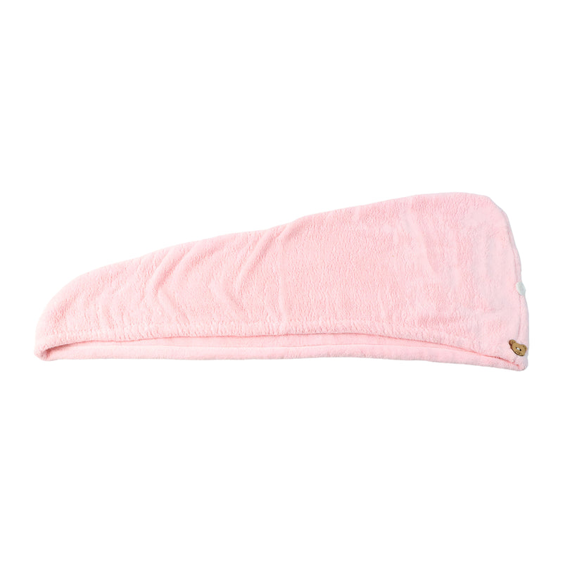 Soft Microfiber Hair Drying Towel Wrap With Cute Teddy Bear Button (1 Pc)