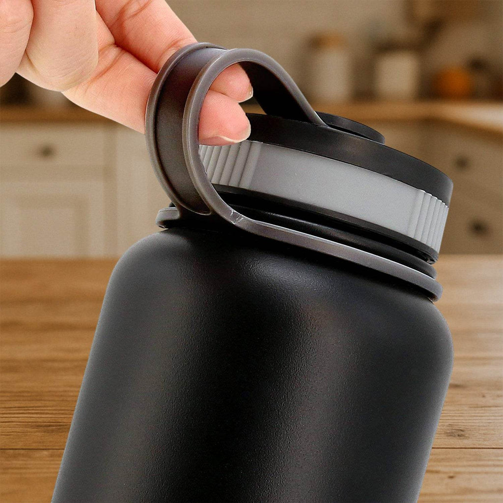 Black Stainless Steel Double Wall Vacuum-insulated Drink Water Bottle (1000 Ml) - 9XShoppy