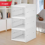 Stackable Multifunctional Storage For Clothes Foldable Drawer Shelf Basket Utility Cart Rack Storage Organizer Cart For Kitchen Pantry Closet Bedroom Bathroom Laundry (3 Layer 1 Pc) - 9XShoppy
