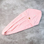 Soft Microfiber Hair Drying Towel Wrap With Cute Teddy Bear Button (1 Pc) - 9XShoppy